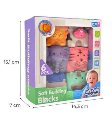 WOOPIE BABY Сенсорные животные-блоки — сжимаемая головоломка со звуком, 6 шт.