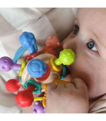 WOOPIE BABY Pehme kõristi 2-ühes närimislelu sensoorne mänguasi imikutele 0+ kuud