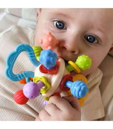 WOOPIE BABY Pehme kõristi 2-ühes närimislelu sensoorne mänguasi imikutele 0+ kuud