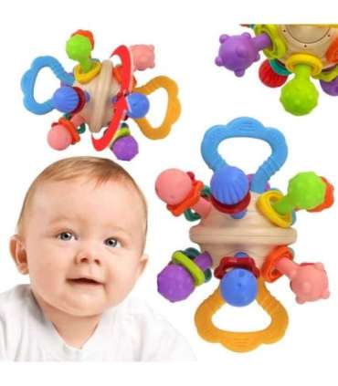WOOPIE BABY Pehme kõristi 2-ühes närimislelu sensoorne mänguasi imikutele 0+ kuud