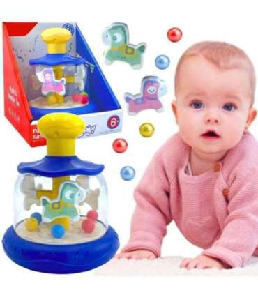 WOOPIE BABY Värvilised ponid — sinine vurr-karussell pallidega