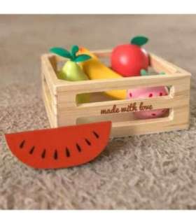 CLASSIC WORLD 6-osaline puidust puuviljakomplekt korvis.