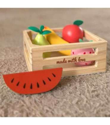 CLASSIC WORLD 6-osaline puidust puuviljakomplekt korvis.