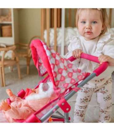 WOOPIE ROYAL Kolmerattaline nukukäru — süda, roosa