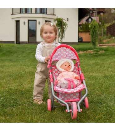 WOOPIE ROYAL Kolmerattaline nukukäru — süda, roosa