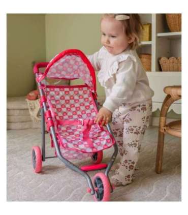 WOOPIE ROYAL Kolmerattaline nukukäru — süda, roosa