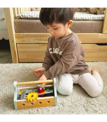 TOOKY TOY Puidust tööriistakast tööriistade komplekt, 18 osa.