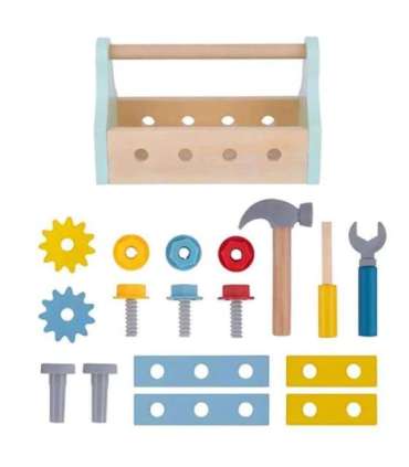 TOOKY TOY Puidust tööriistakast tööriistade komplekt, 18 osa.