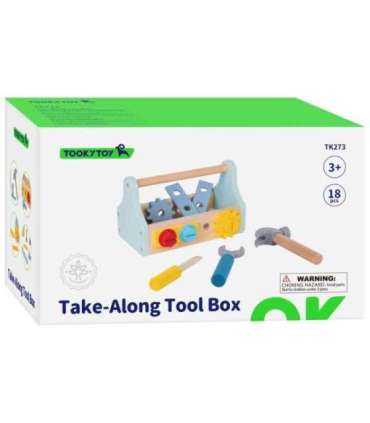 TOOKY TOY Puidust tööriistakast tööriistade komplekt, 18 osa.