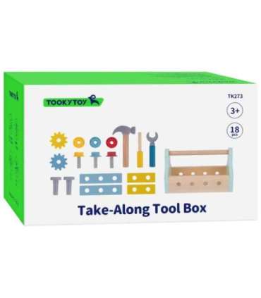 TOOKY TOY Puidust tööriistakast tööriistade komplekt, 18 osa.