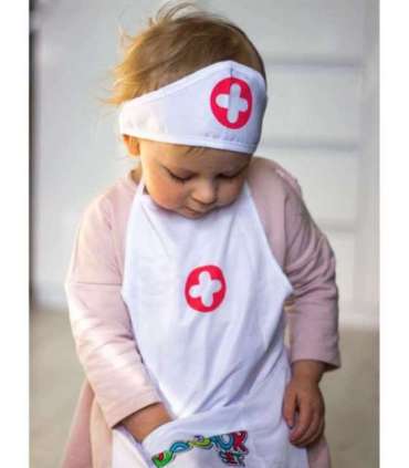 WOOPIE õe kostüüm: kittel ja põll õe mütsiga