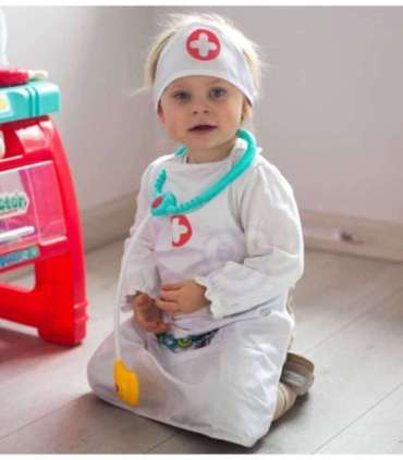 WOOPIE õe kostüüm: kittel ja põll õe mütsiga