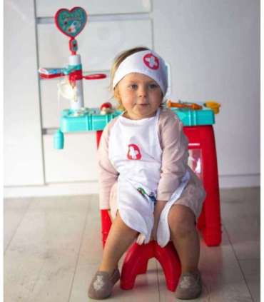 WOOPIE õe kostüüm: kittel ja põll õe mütsiga