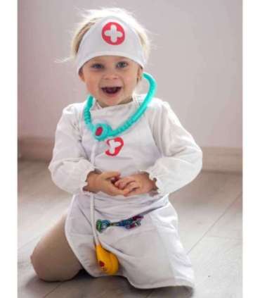 WOOPIE õe kostüüm: kittel ja põll õe mütsiga