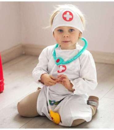 WOOPIE õe kostüüm: kittel ja põll õe mütsiga