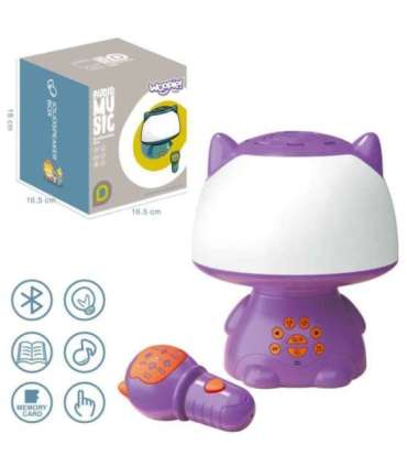 WOOPIE Multifunkcyjna Lampka RGB Głośnik Bluetooth Karaoke Modulator Głosu Karta SD Fioletowa