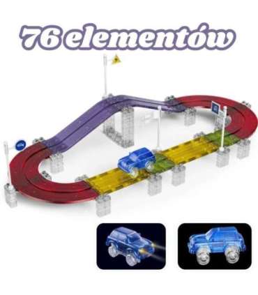 WOOPIE Magnetyczny Tor Samochodowy Wyścigowy + Autko 76 el.