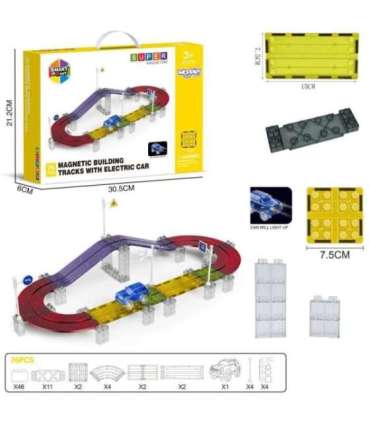 WOOPIE Magnetyczny Tor Samochodowy Wyścigowy + Autko 76 el.