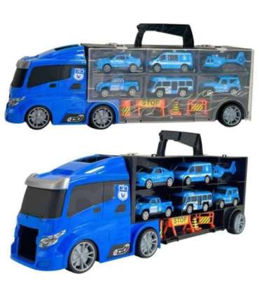 WOOPIE 3-ühes veoauto/transporter komplekt, sinine politsei