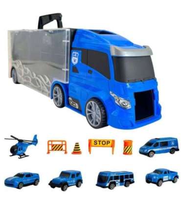 WOOPIE 3-ühes veoauto/transporter komplekt, sinine politsei