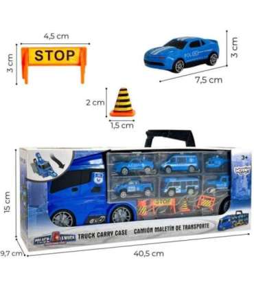 WOOPIE 3-ühes veoauto/transporter komplekt, sinine politsei