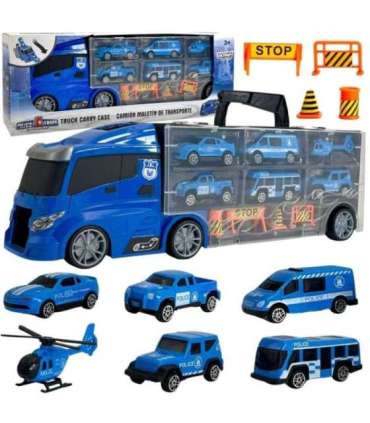 WOOPIE 3-ühes veoauto/transporter komplekt, sinine politsei
