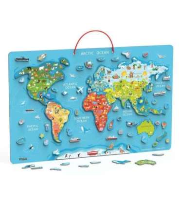 Viga 2-ühes Montessori õppeplaat magnetilise maailmakaardiga