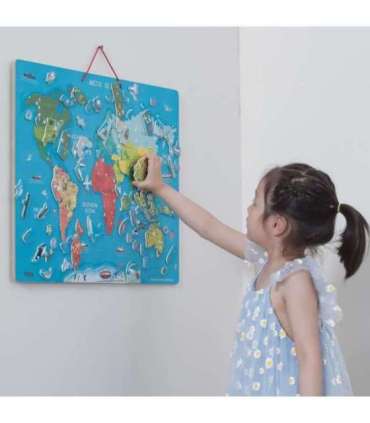 Viga 2-ühes Montessori õppeplaat magnetilise maailmakaardiga