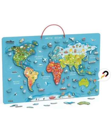 Viga 2-ühes Montessori õppeplaat magnetilise maailmakaardiga