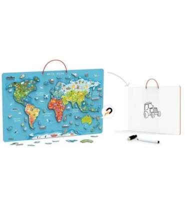Viga 2-ühes Montessori õppeplaat magnetilise maailmakaardiga