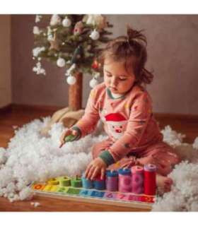 WOOPIE GREEN Монтессори-пазл — обучение счёту и цветам, 56 элементов.