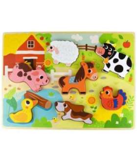 Tooky Toy puidust Montessori-pusle — taluloomad, kujude sobitamine