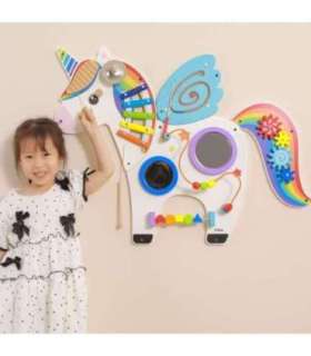 VIGA Drewniana Tablica Sensoryczna Manipulacyjna Jednorożec Certyfikat FSC Montessori