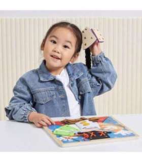 VIGA puidust tegevustahvel — pannalid, klambrid, lukud — maagiline Montessori