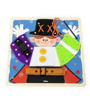 VIGA puidust tegevustahvel — pannalid, klambrid, lukud — maagiline Montessori