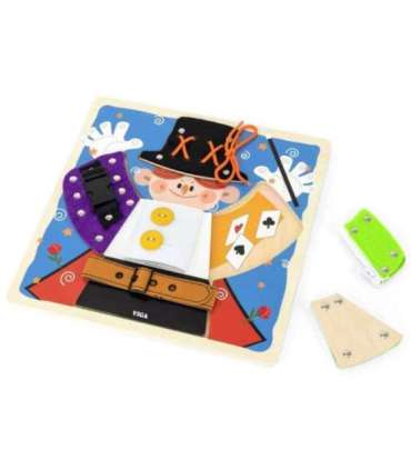 VIGA puidust tegevustahvel — pannalid, klambrid, lukud — maagiline Montessori