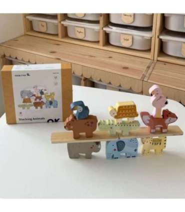 TOOKY TOY деревянные кубики-пазл — Монтессори «Животные», 9 шт.