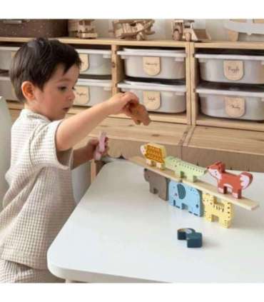 TOOKY TOY puidust klotsid-pusle – Montessori loomad, 9 osa