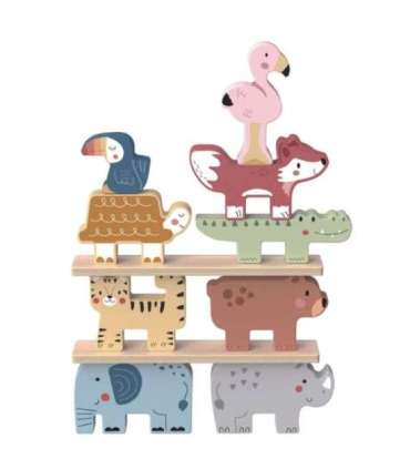 TOOKY TOY puidust klotsid-pusle – Montessori loomad, 9 osa