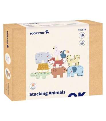 TOOKY TOY puidust klotsid-pusle – Montessori loomad, 9 osa