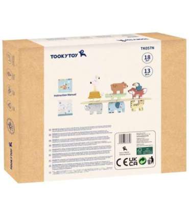 TOOKY TOY деревянные кубики-пазл — Монтессори «Животные», 9 шт.