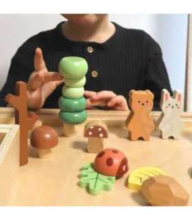 TOOKY TOY Metsakomplekt - virnastatav pusle, klotsid ja figuurid