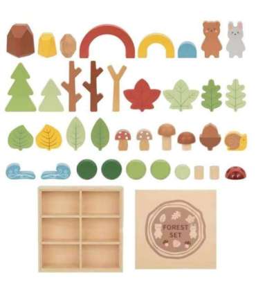 TOOKY TOY Лесной набор - пирамидка, кубики и фигурки