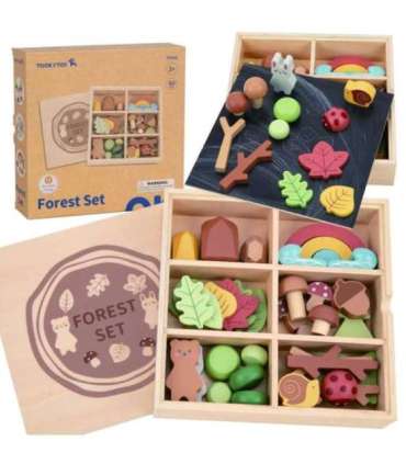 TOOKY TOY Лесной набор - пирамидка, кубики и фигурки