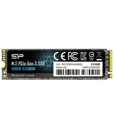 Silicon Power A60 512 GB Solid-state drive interface M.2 NVME Read speed 2200 MB/s Write speed 1600 MB/s
