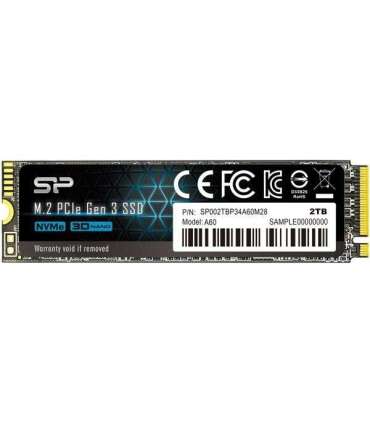 Silicon Power SSD P34A60 2000 GB Solid-state drive interface PCIe Gen3x4 Read speed 2200 MB/s Write speed 1600