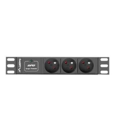 Lanberg Power Distribution Unit (PDU) 10" 1U 16A 2m 3x French Outlets PDU-03E-0200-BK