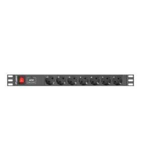 Lanberg Power Distribution unit (PDU) 19" 1U 10A 2M 7X Schuko Outlets PDU-07F-0200-IEC-BK