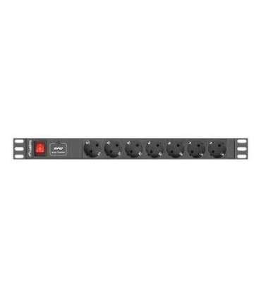Lanberg Power Distribution unit (PDU) 19" 1U 10A 2M 7X Schuko Outlets PDU-07F-0200-IEC-BK