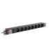 Lanberg Power Distribution unit (PDU) 19" 1U 16A 2m 8X Schuko oulets PDU-08F-0200-BK